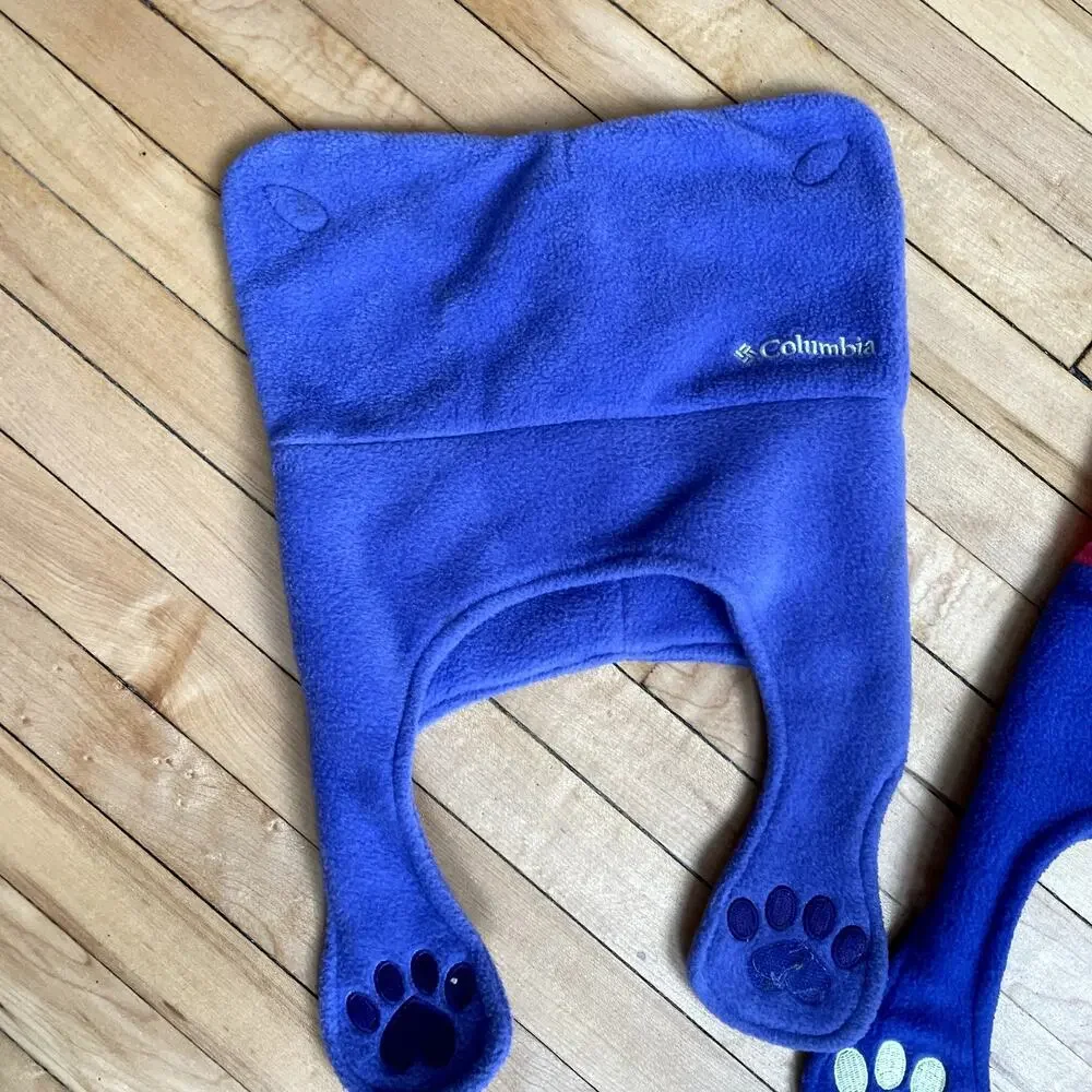 Columbia set of two kids winter beanie hat‎ closure puppy paw toddler OS